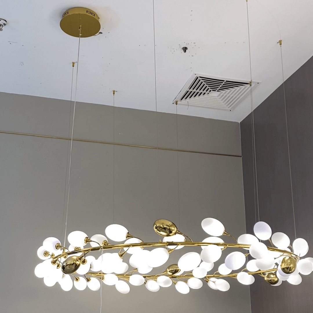Creative Art Grape Chandelier Pure White Nordic Ring and Linear Design for Living Room or Dining Room - Linear/L47.2"*H118.1"Warm LightJoyfuzzy
