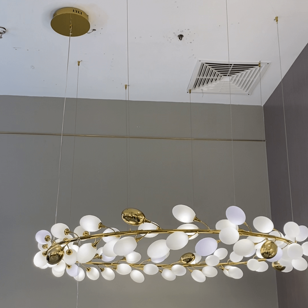Creative Art Grape Chandelier Pure White Nordic Ring and Linear Design for Living Room or Dining Room - Linear/L47.2"*H118.1"Warm LightJoyfuzzy