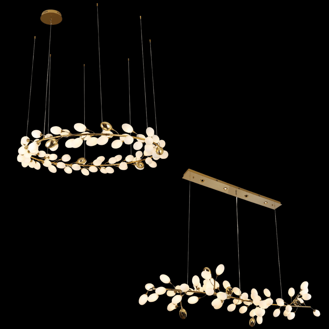 Creative Art Grape Chandelier Pure White Nordic Ring and Linear Design for Living Room or Dining Room - Round/D39.4"*H118.1"Warm LightJoyfuzzy