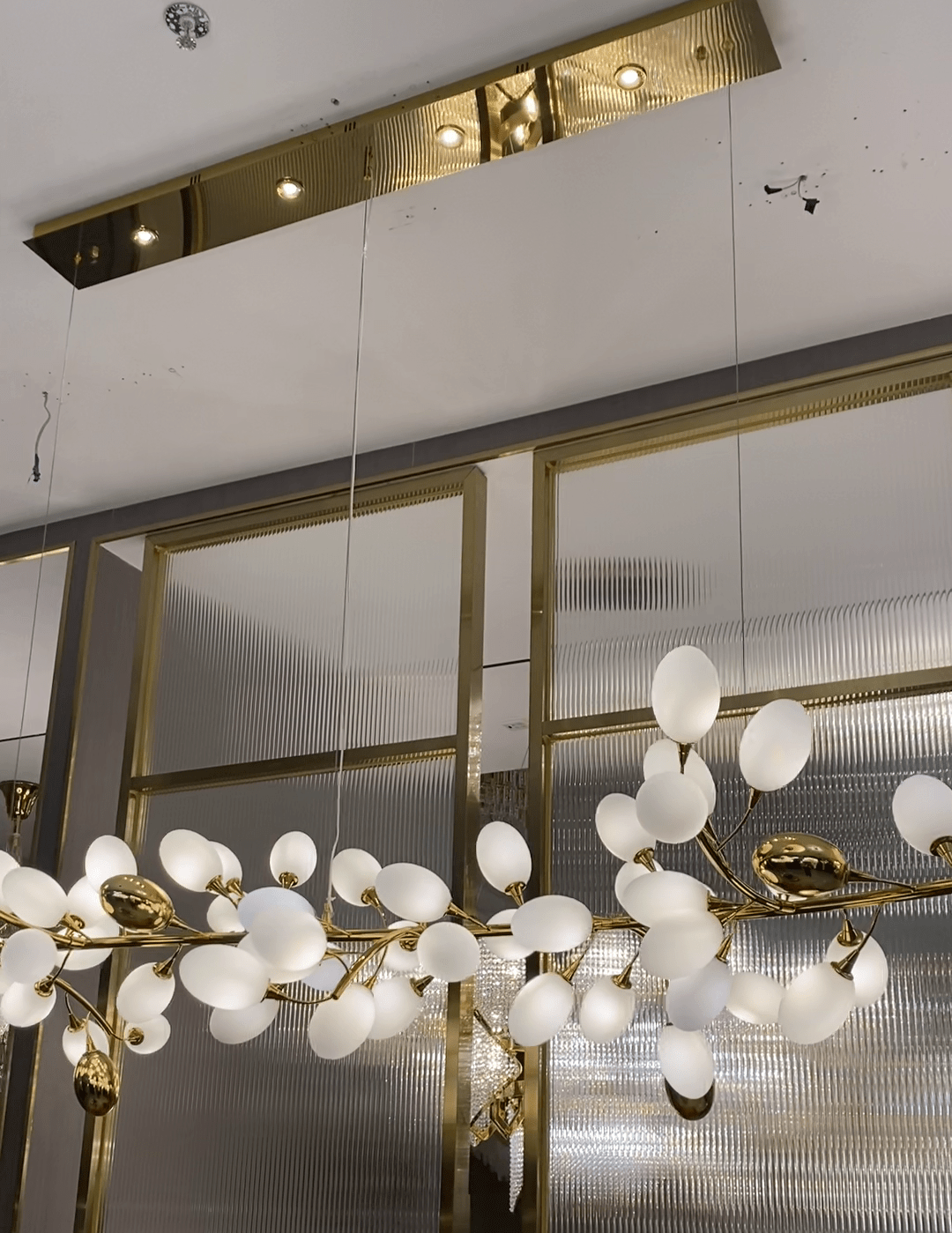 Creative Art Grape Chandelier Pure White Nordic Ring and Linear Design for Living Room or Dining Room - Linear/L47.2"*H118.1"Warm LightJoyfuzzy
