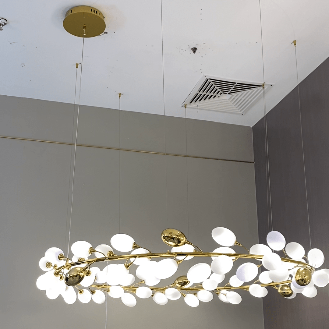 Creative Art Grape Chandelier Pure White Nordic Ring and Linear Design for Living Room or Dining Room - Linear/L47.2"*H118.1"Warm LightJoyfuzzy