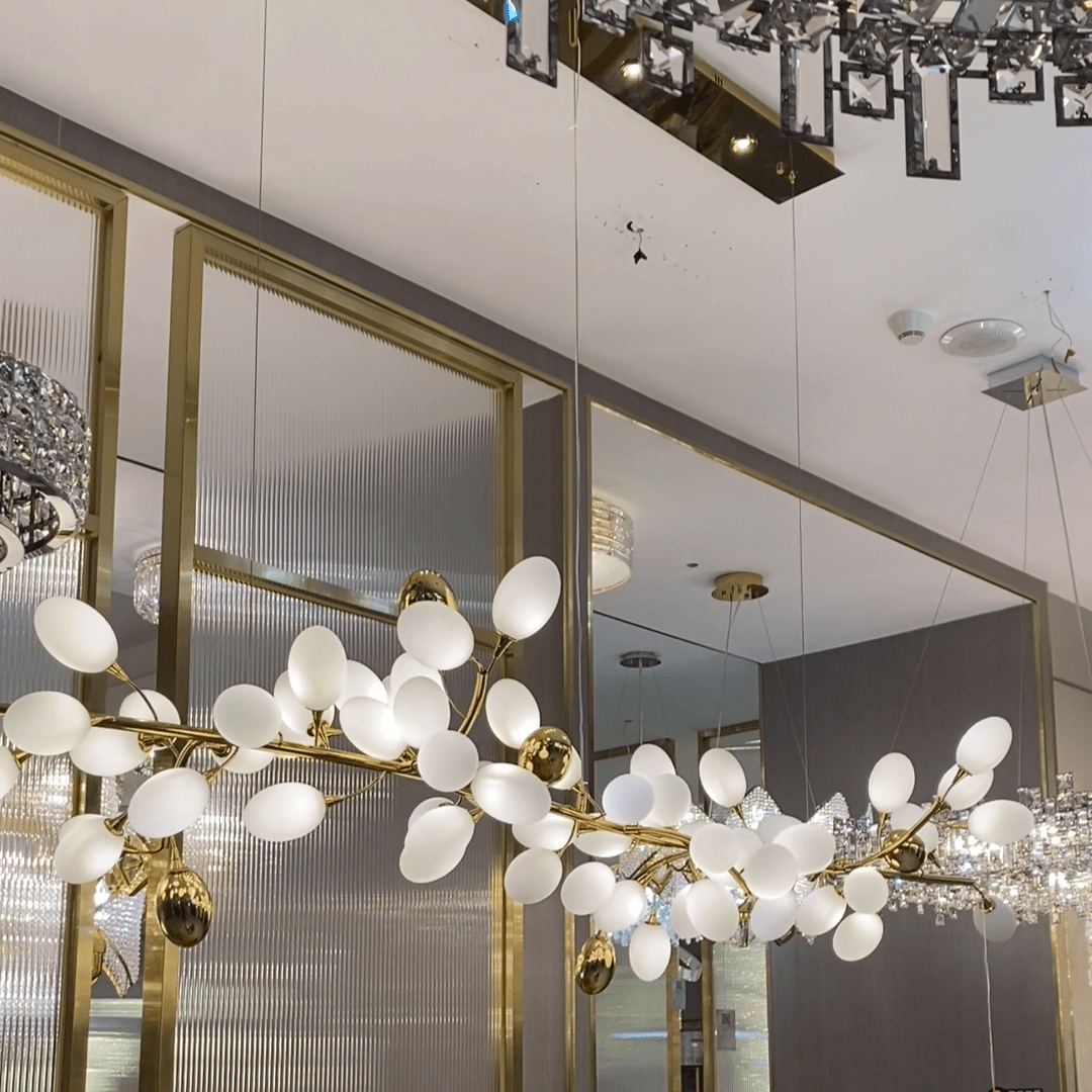 Creative Art Grape Chandelier Pure White Nordic Ring and Linear Design for Living Room or Dining Room - Linear/L47.2"*H118.1"Warm LightJoyfuzzy