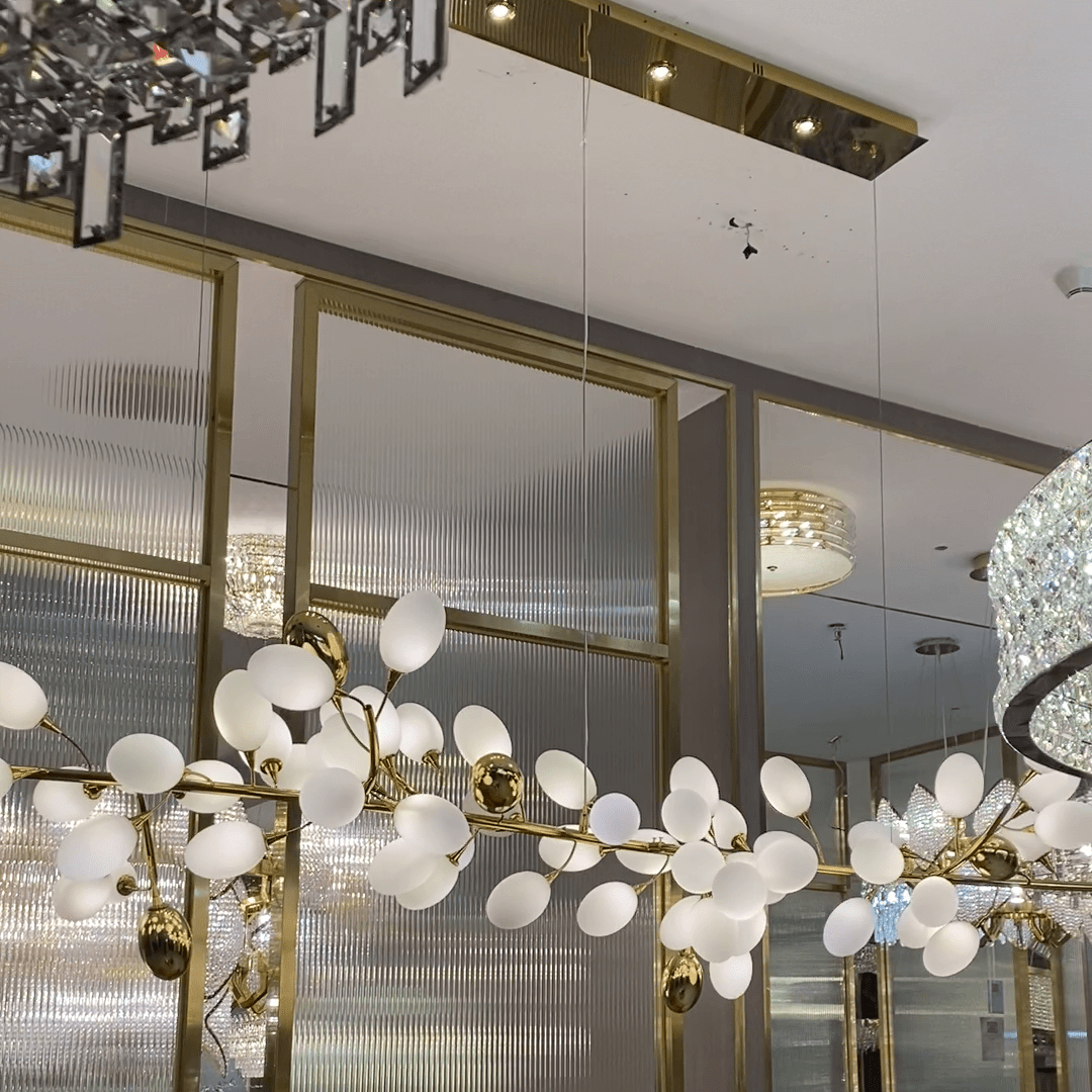 Creative Art Grape Chandelier Pure White Nordic Ring and Linear Design for Living Room or Dining Room - Linear/L47.2"*H118.1"Warm LightJoyfuzzy
