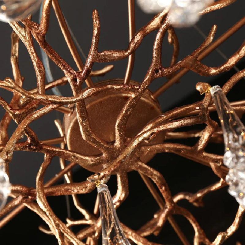Creative Rose Crystal Brass Branch Chandelier - Joyfuzzy