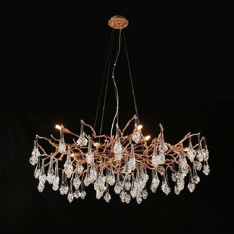 Creative Rose Crystal Brass Branch Chandelier - Joyfuzzy