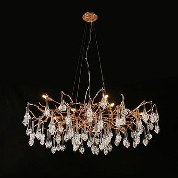 Creative Rose Crystal Brass Branch Chandelier - Joyfuzzy