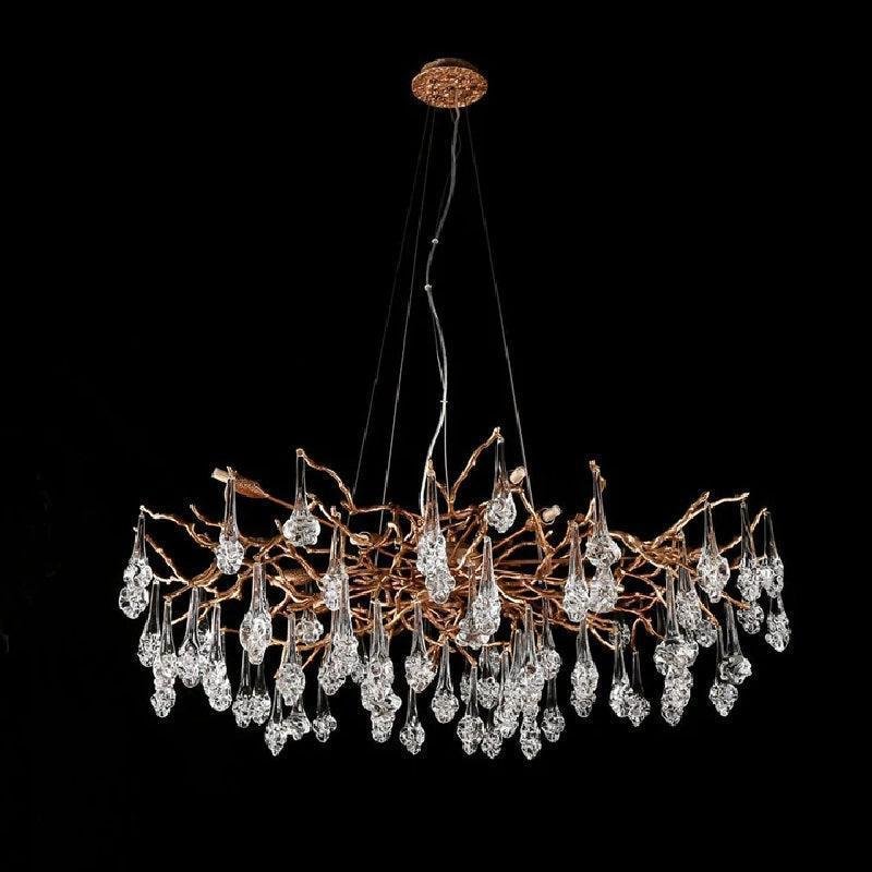 Creative Rose Crystal Brass Branch Chandelier - Joyfuzzy