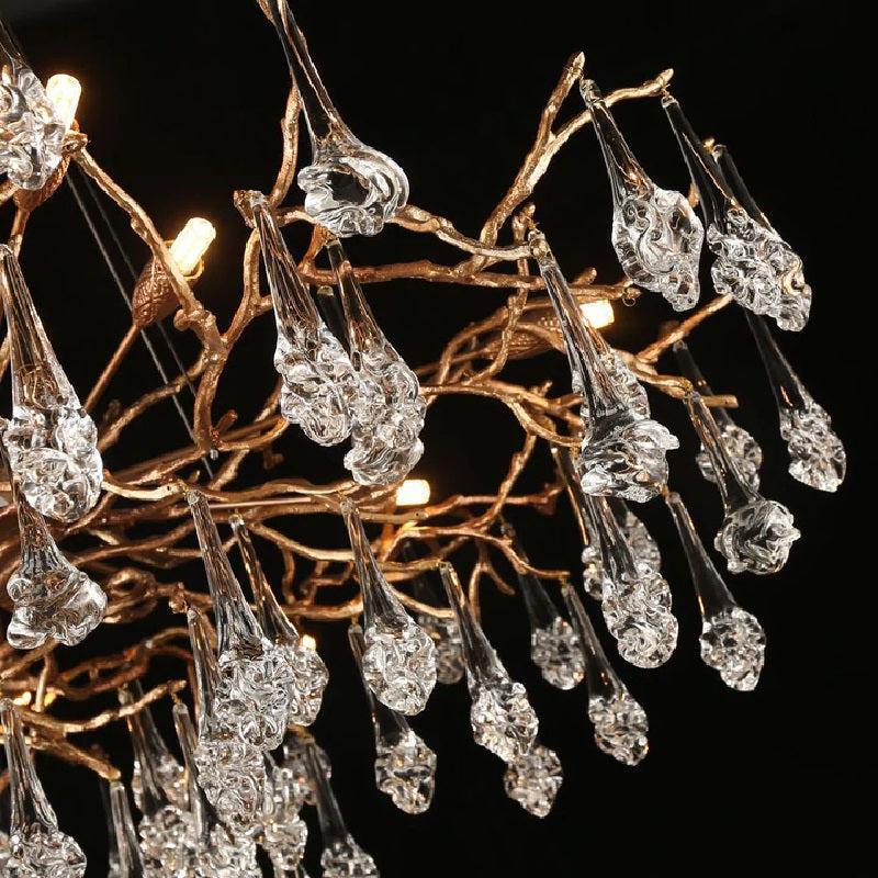 Creative Rose Crystal Brass Branch Chandelier - Joyfuzzy