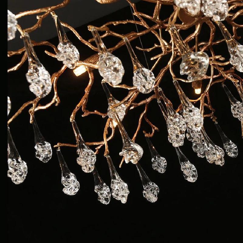 Creative Rose Crystal Brass Branch Chandelier - Joyfuzzy