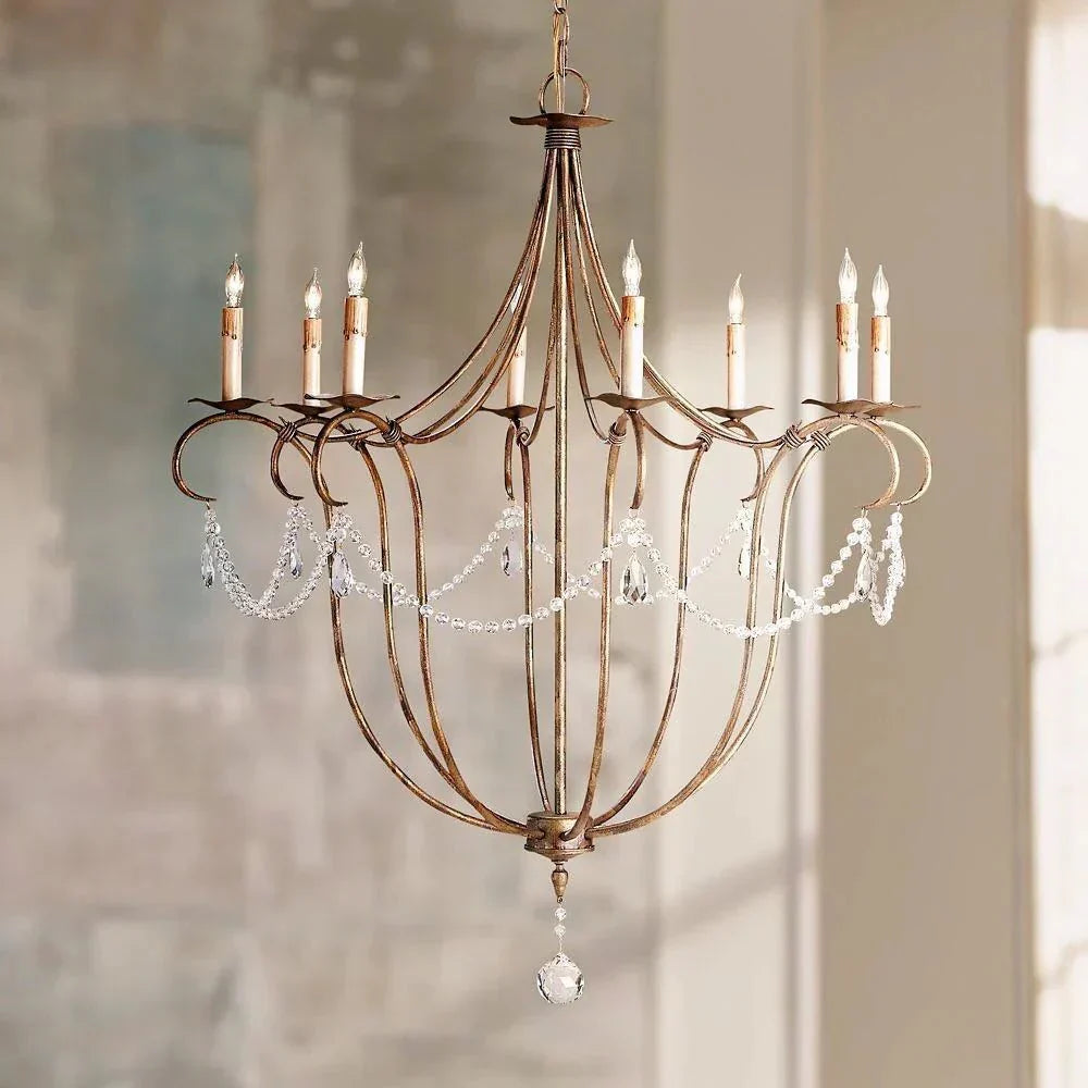 Crystal Lights Large Gold & Silver Chandelier For living room - Joyfuzzy