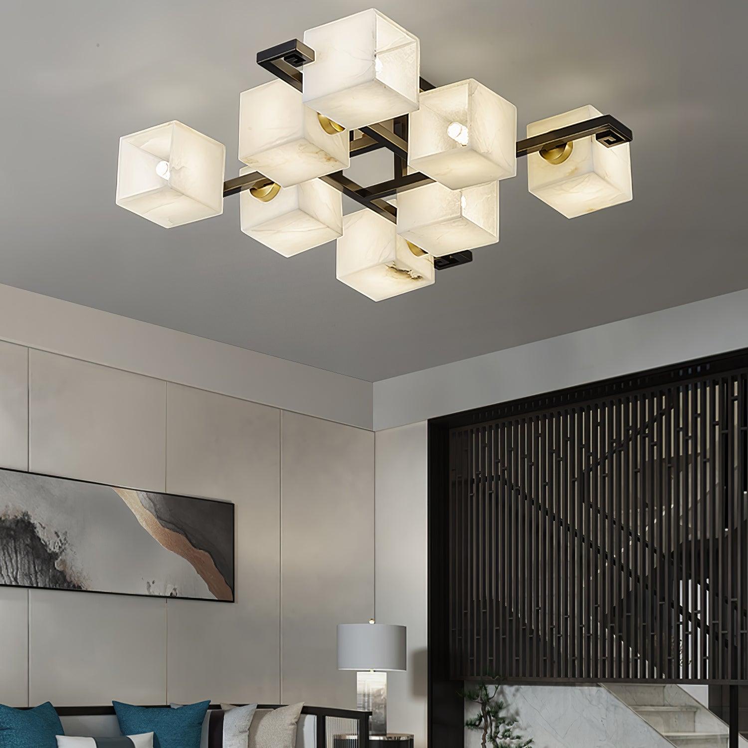 Cubist Alabaster Cluster Ceiling Lamp - by Joyfuzzy