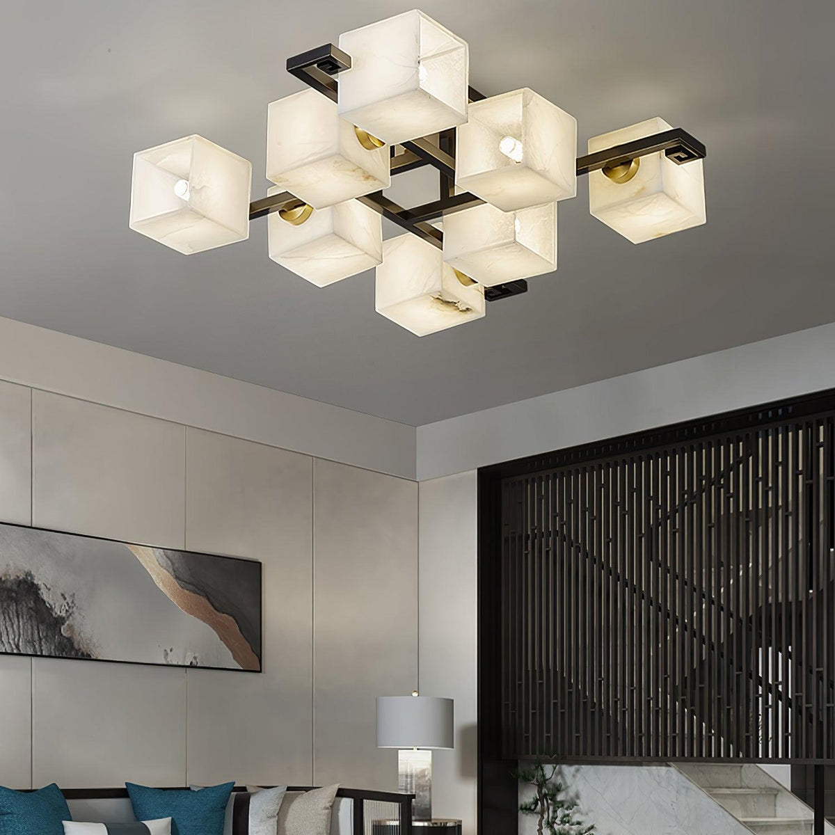 Cubist Alabaster Cluster Ceiling Lamp - by Joyfuzzy