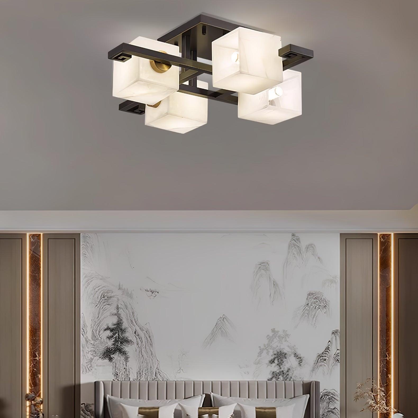 Cubist Alabaster Cluster Ceiling Lamp - by Joyfuzzy