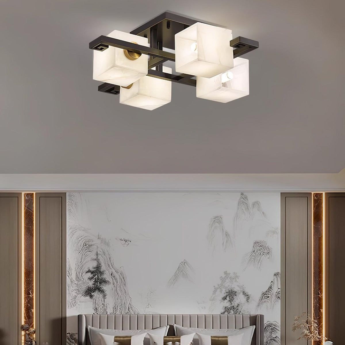 Cubist Alabaster Cluster Ceiling Lamp - by Joyfuzzy