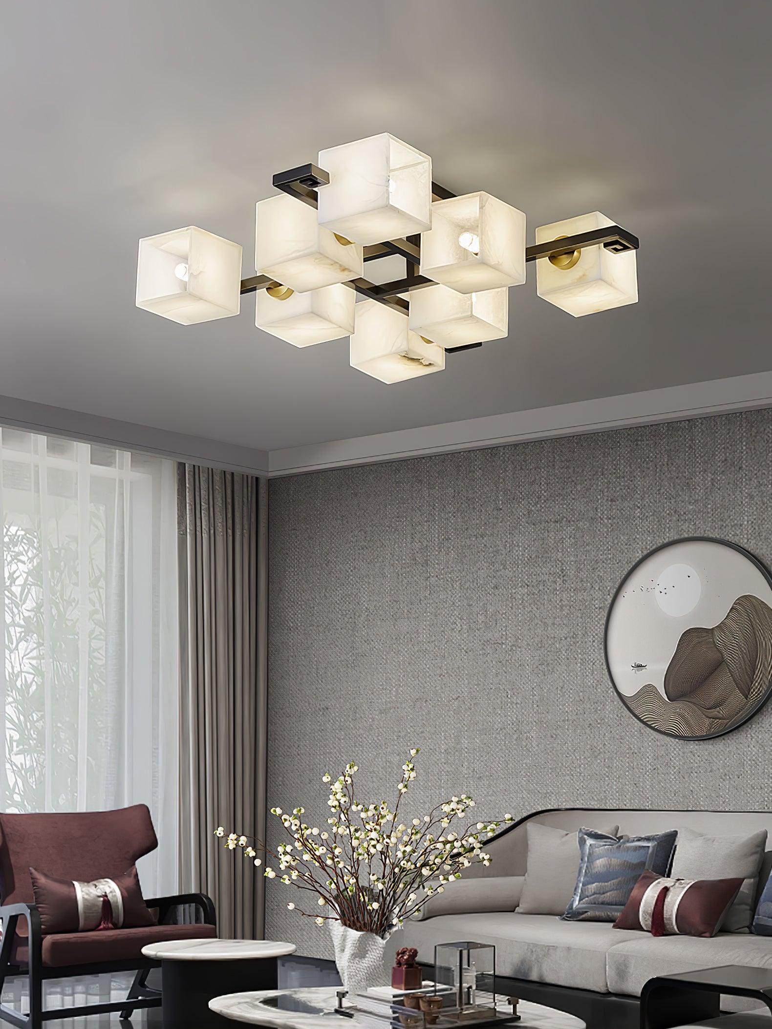 Cubist Alabaster Cluster Ceiling Lamp - by Joyfuzzy