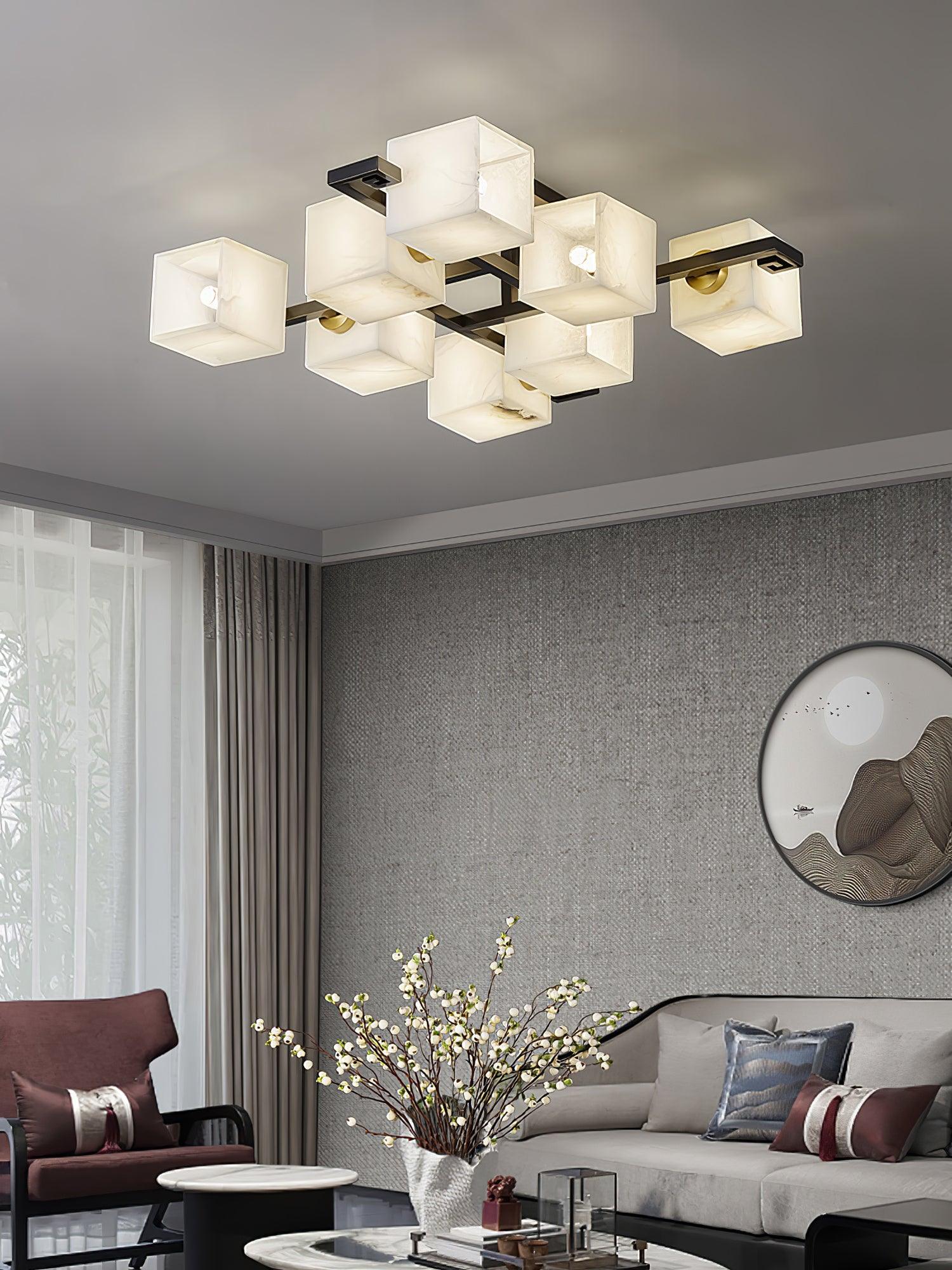 Cubist Alabaster Cluster Ceiling Lamp - by Joyfuzzy