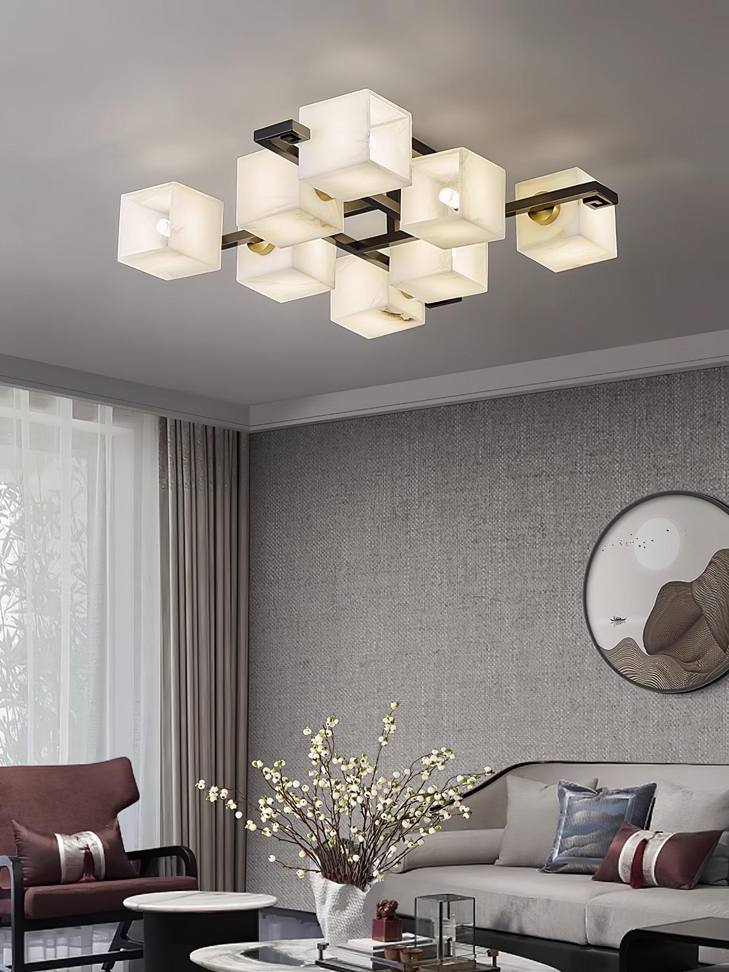 Cubist Alabaster Cluster Ceiling Lamp - by Joyfuzzy