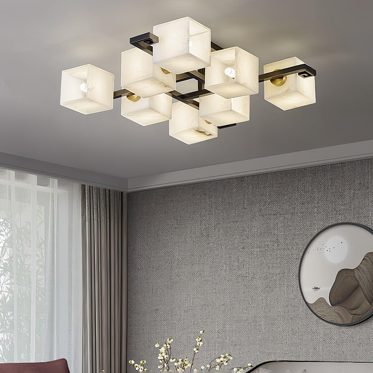 Cubist Alabaster Cluster Ceiling Lamp - by Joyfuzzy
