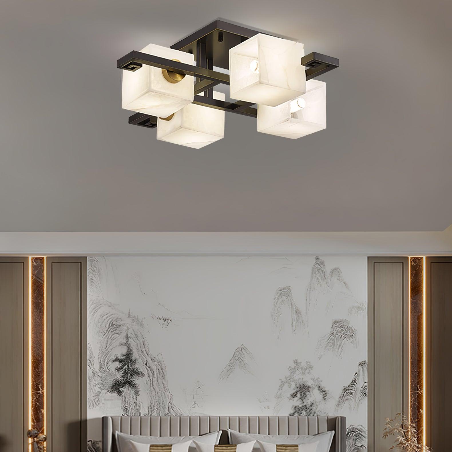 Cubist Alabaster Cluster Ceiling Lamp - by Joyfuzzy