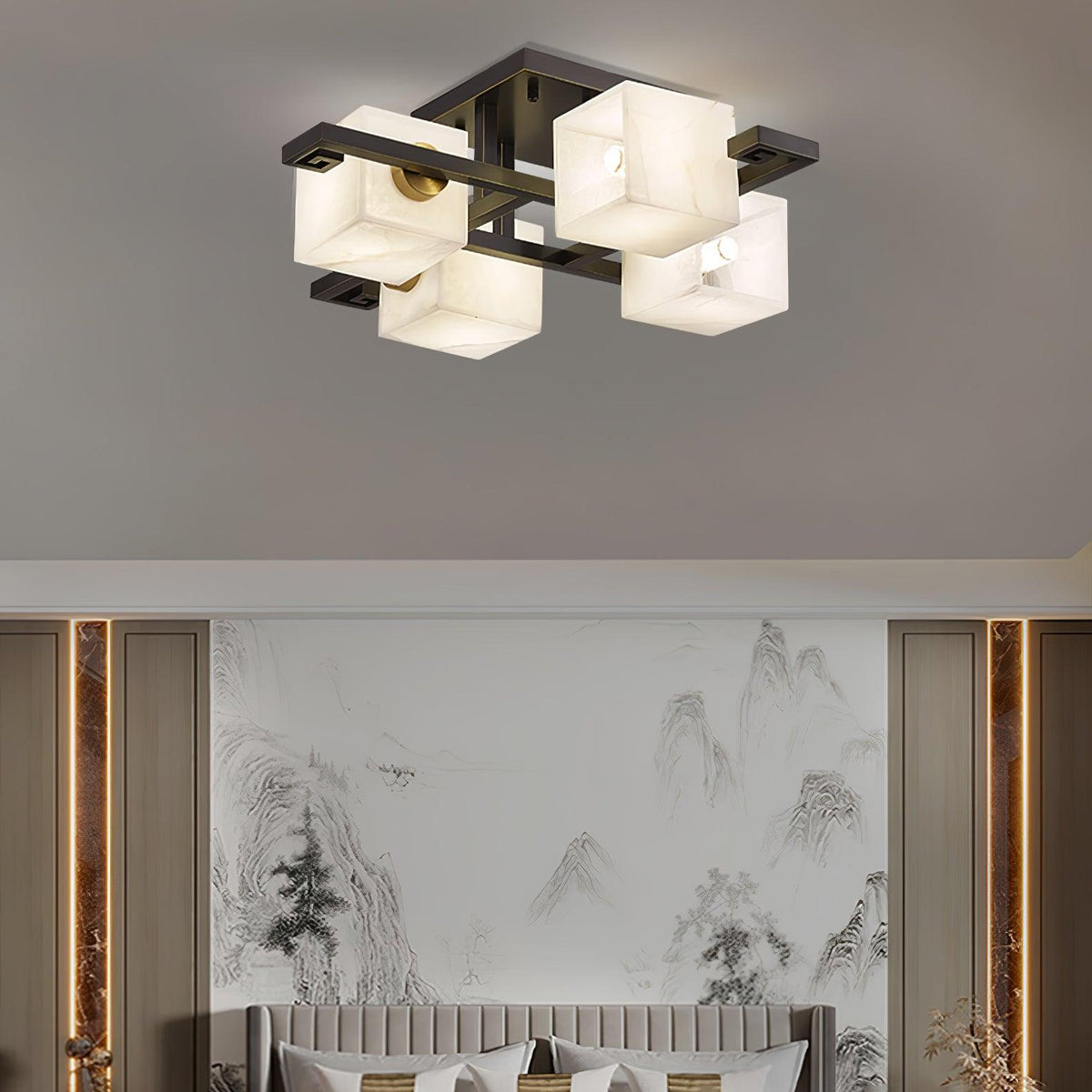 Cubist Alabaster Cluster Ceiling Lamp - by Joyfuzzy