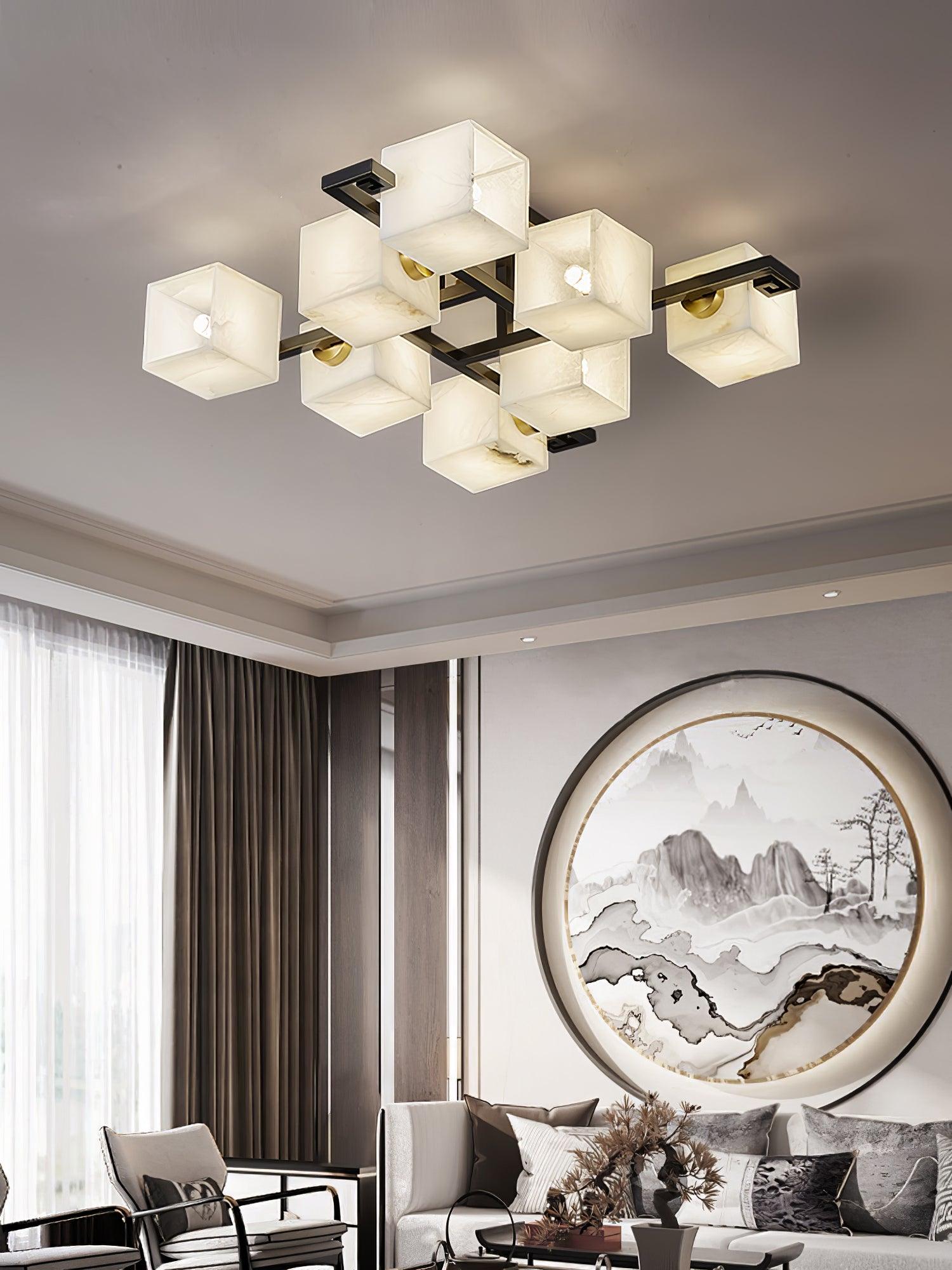 Cubist Alabaster Cluster Ceiling Lamp - by Joyfuzzy