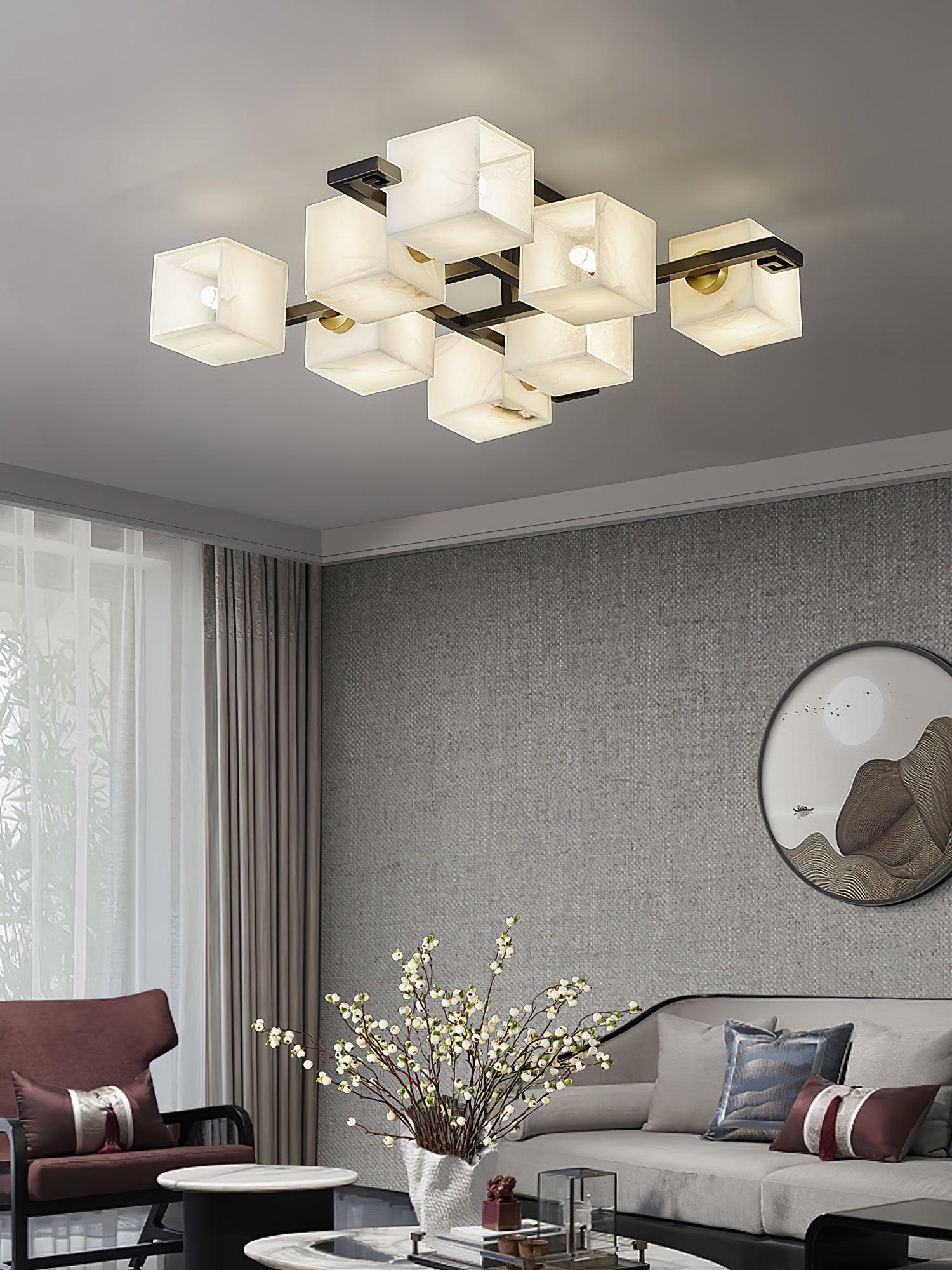 Cubist Alabaster Cluster Ceiling Lamp - by Joyfuzzy