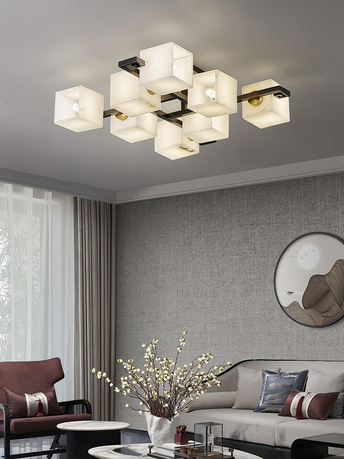 Cubist Alabaster Cluster Ceiling Lamp - by Joyfuzzy