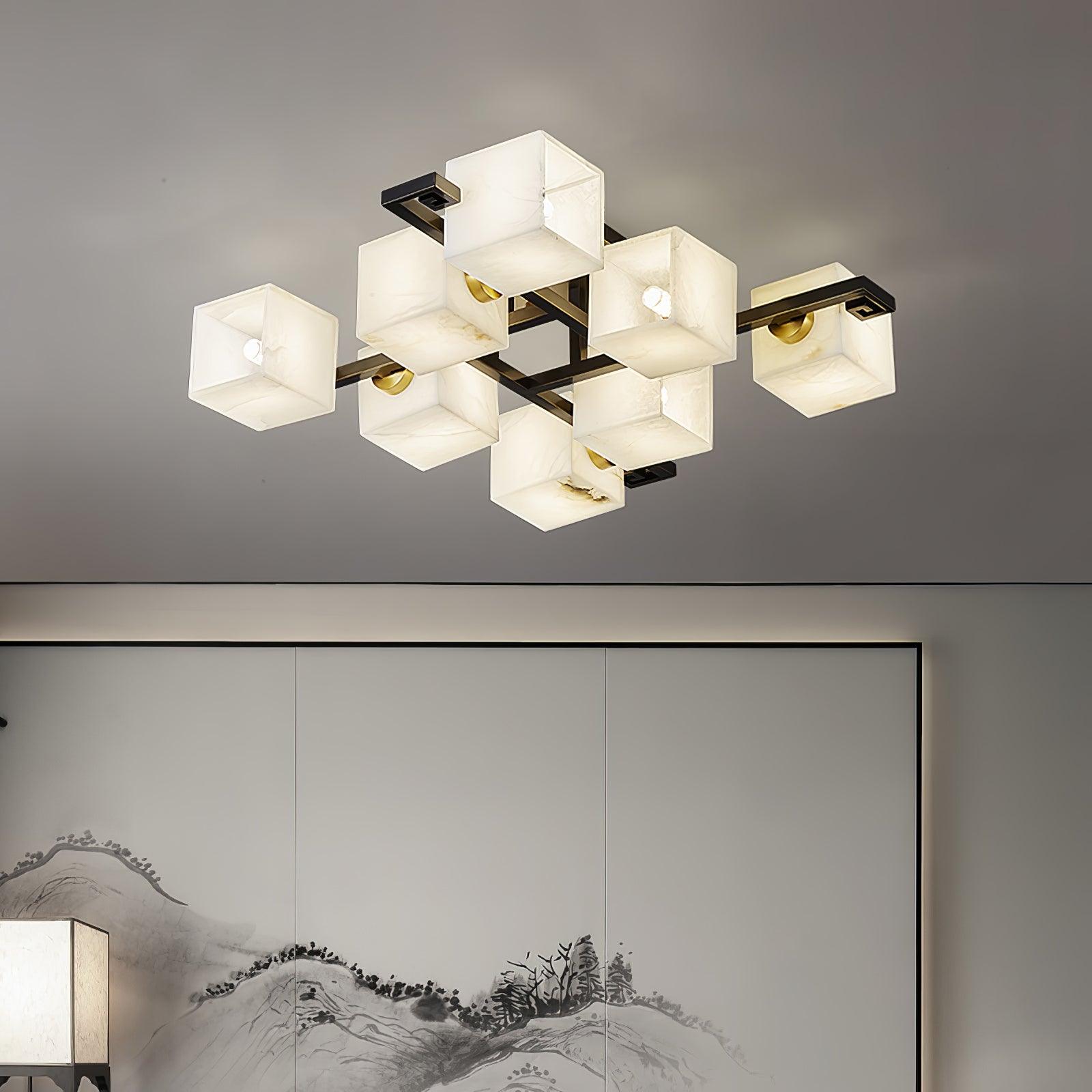 Cubist Alabaster Cluster Ceiling Lamp - by Joyfuzzy
