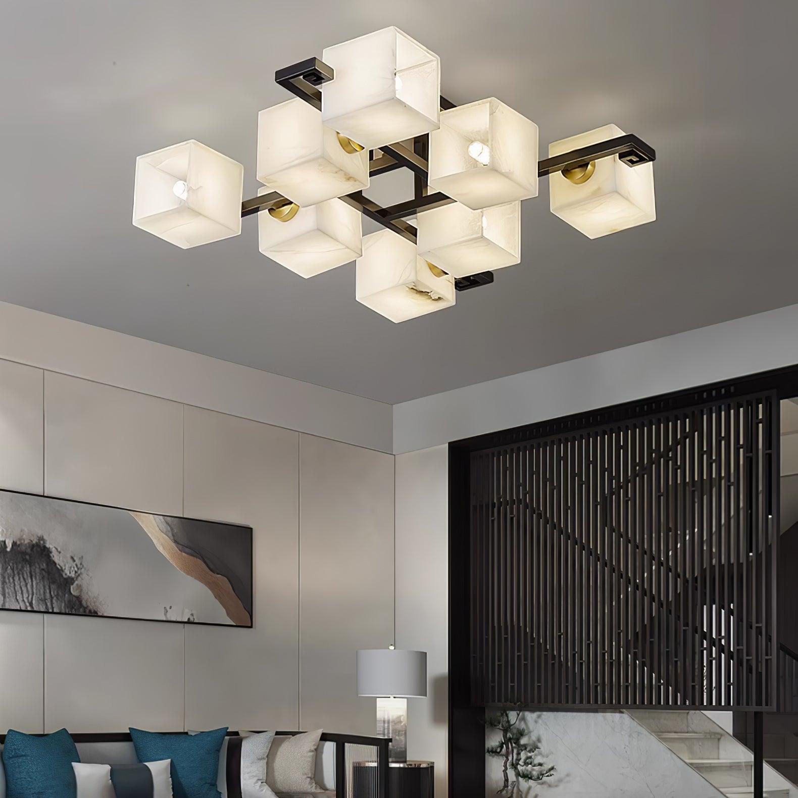Cubist Alabaster Cluster Ceiling Lamp - by Joyfuzzy