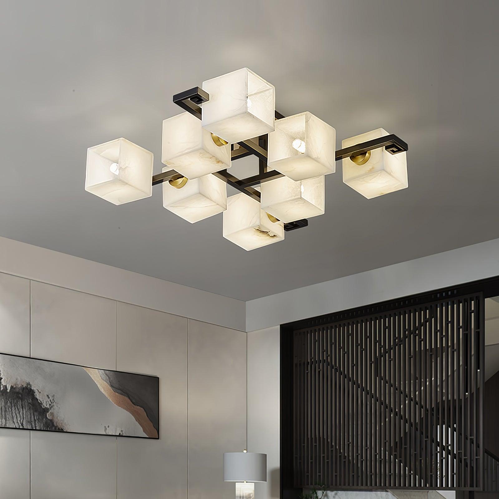 Cubist Alabaster Cluster Ceiling Lamp - by Joyfuzzy