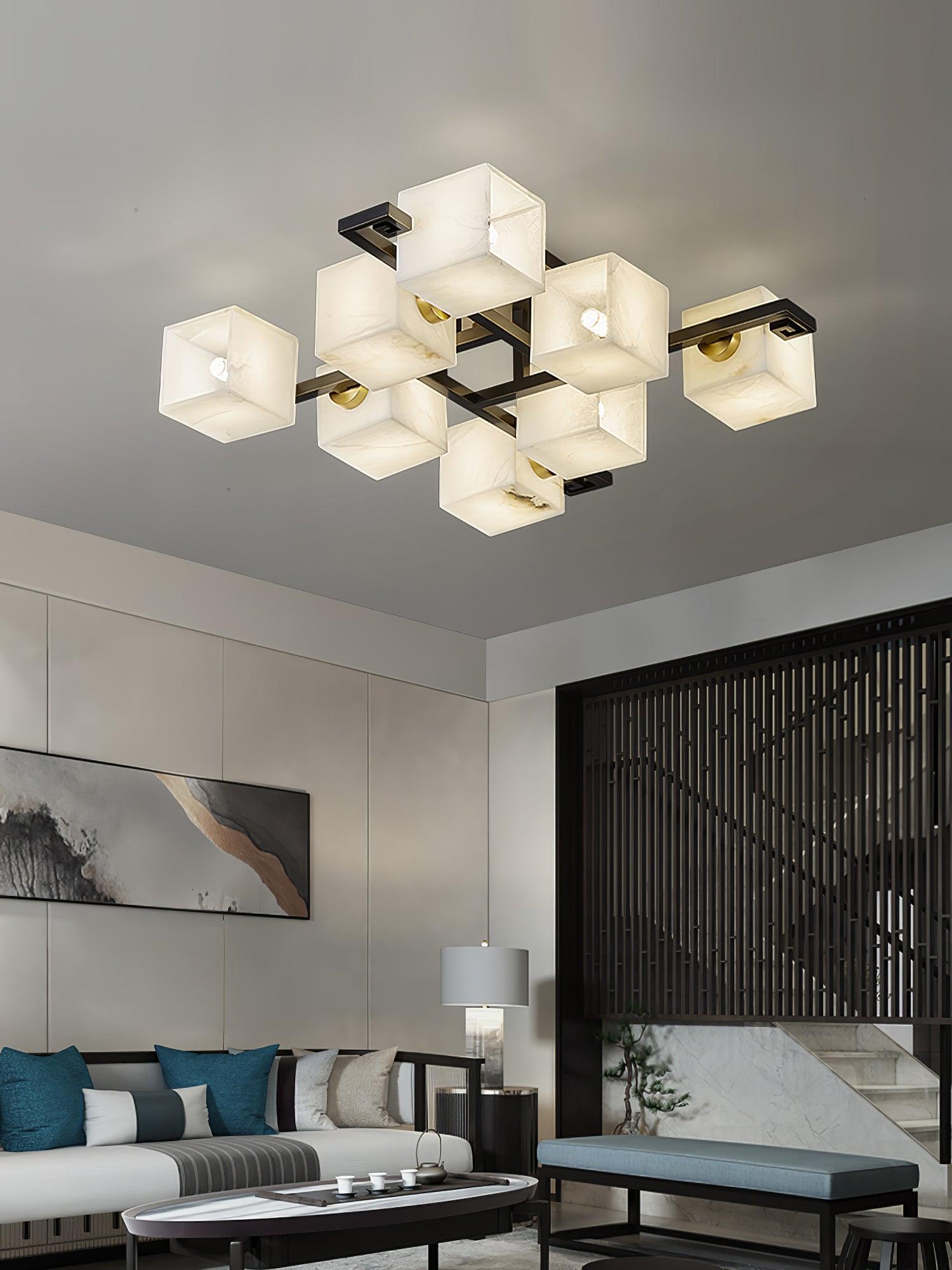 Cubist Alabaster Cluster Ceiling Lamp - by Joyfuzzy