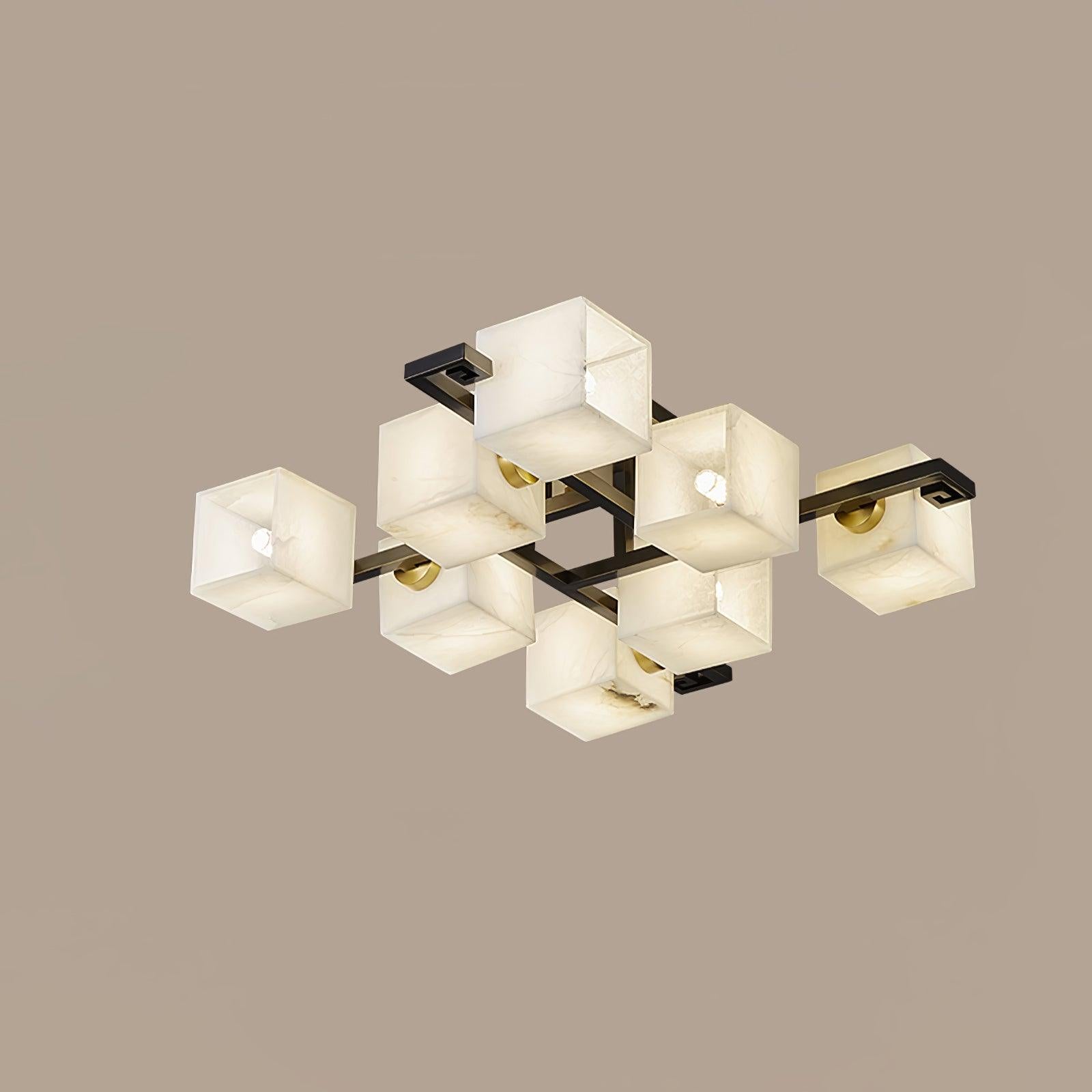 Cubist Alabaster Cluster Ceiling Lamp - 8 heads L 39.4″ x W 39.4″ x H 8.3″ / L 100cm x W 100cm x H 21cm by Joyfuzzy