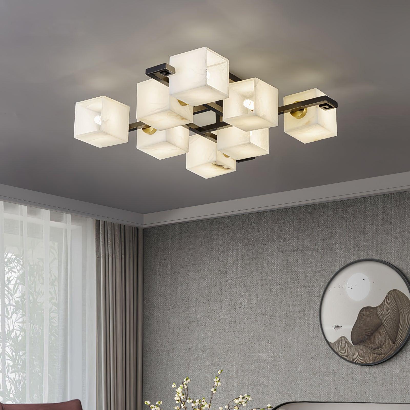 Cubist Alabaster Cluster Ceiling Lamp - by Joyfuzzy