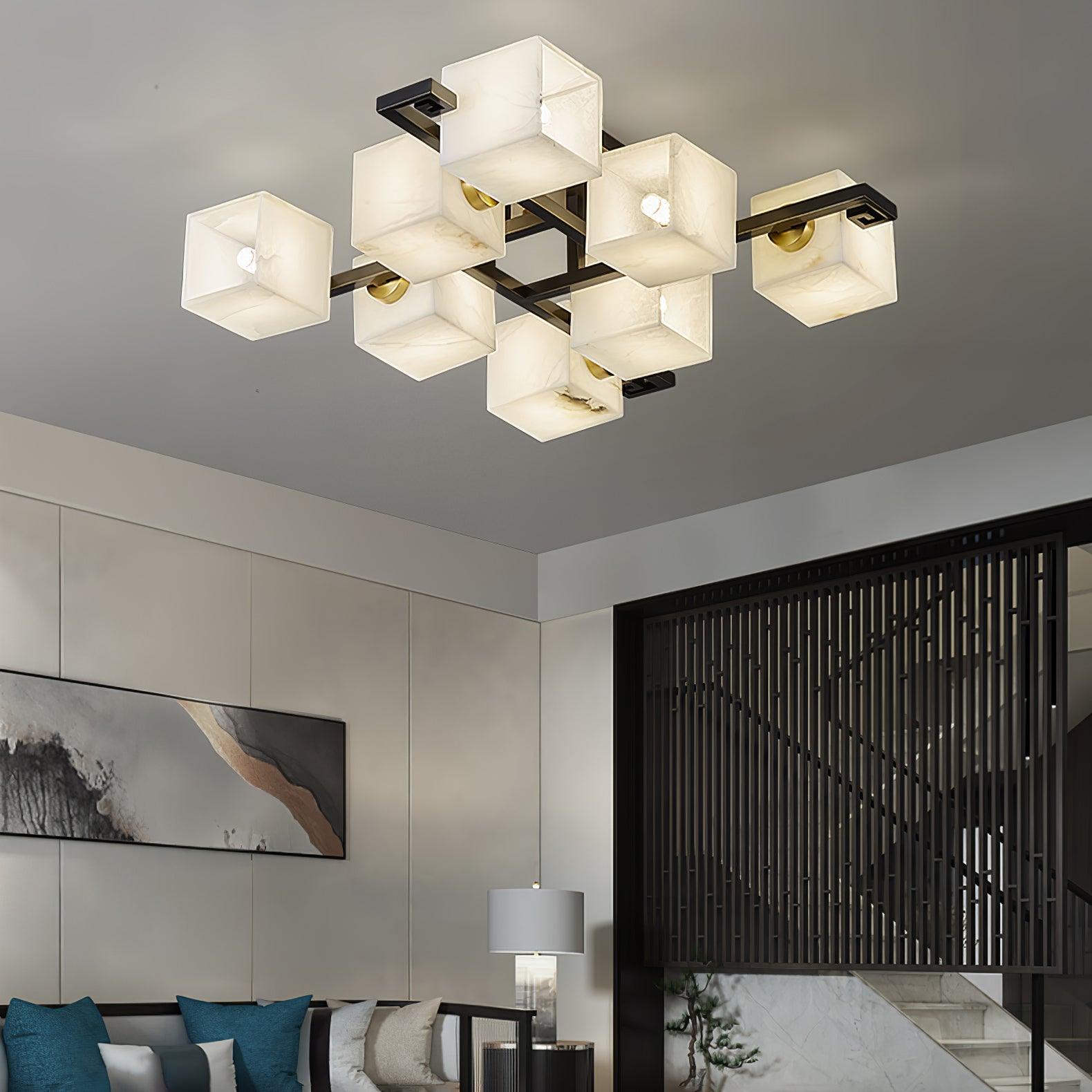 Cubist Alabaster Cluster Ceiling Lamp - by Joyfuzzy
