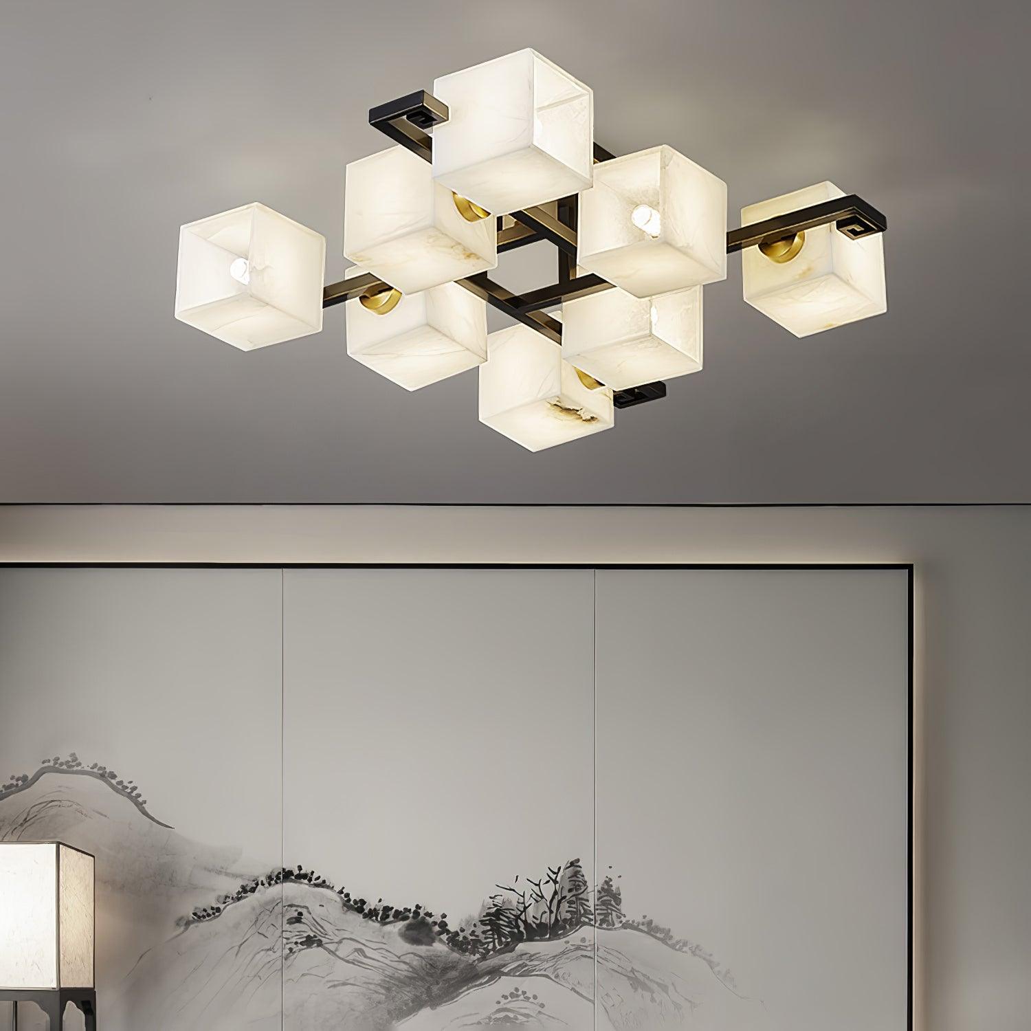 Cubist Alabaster Cluster Ceiling Lamp - by Joyfuzzy