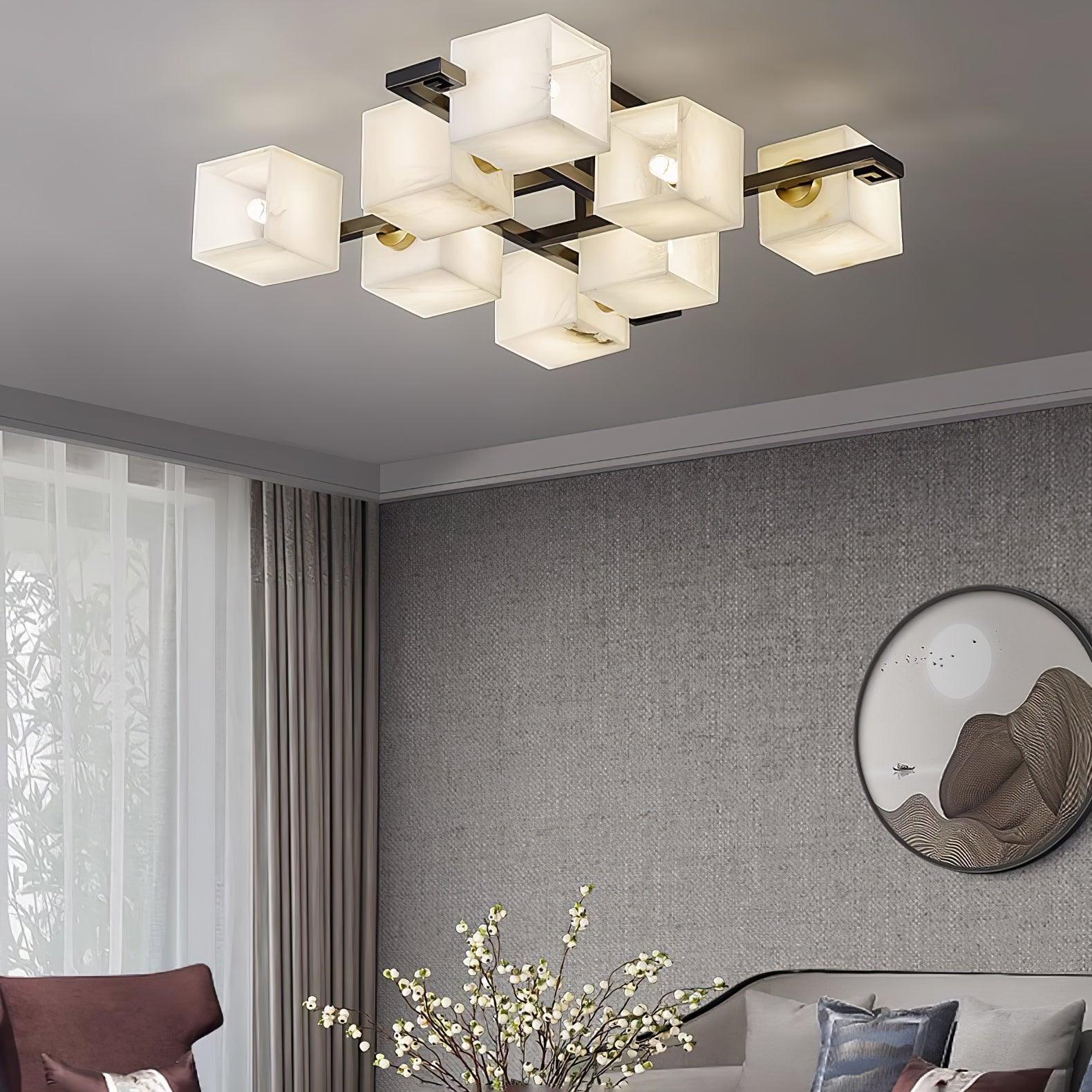 Cubist Alabaster Cluster Ceiling Lamp - by Joyfuzzy
