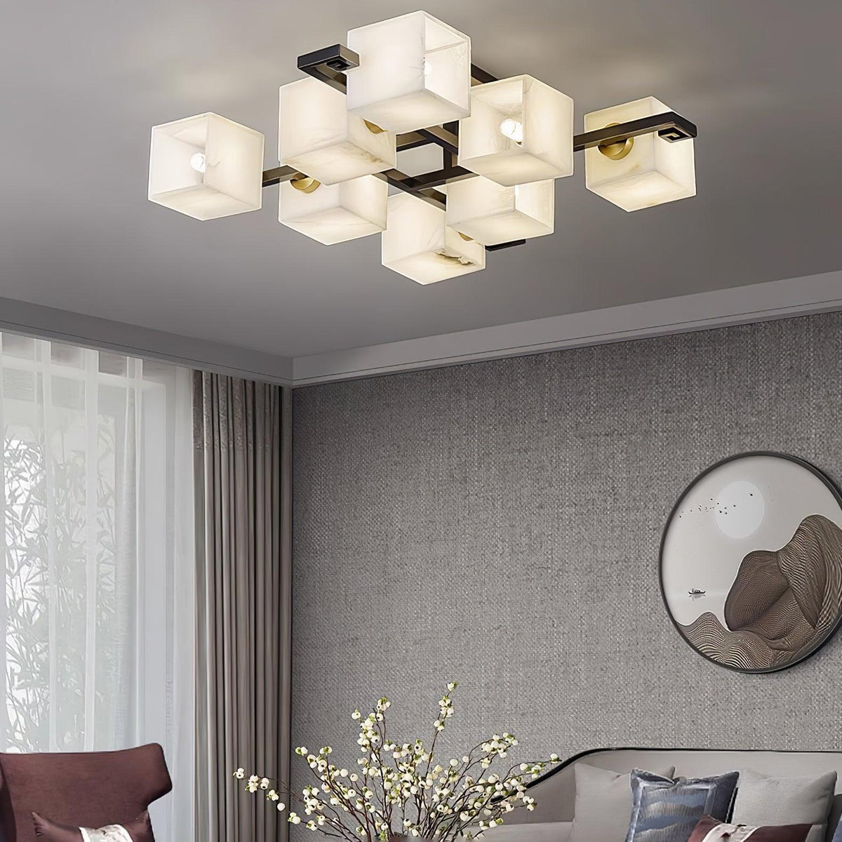 Cubist Alabaster Cluster Ceiling Lamp - by Joyfuzzy
