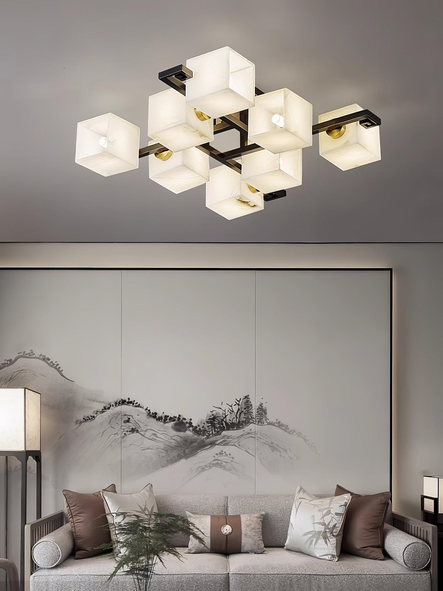 Cubist Alabaster Cluster Ceiling Lamp - by Joyfuzzy