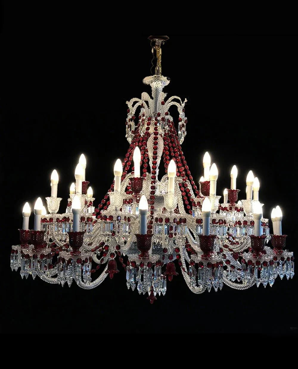 Customize 40 Lights Zanith Chandelier Clear & Red Crystal Lighting - Joyfuzzy