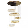 5-Ring Crystal Chandelier in Gold Finish-Joyfuzzy