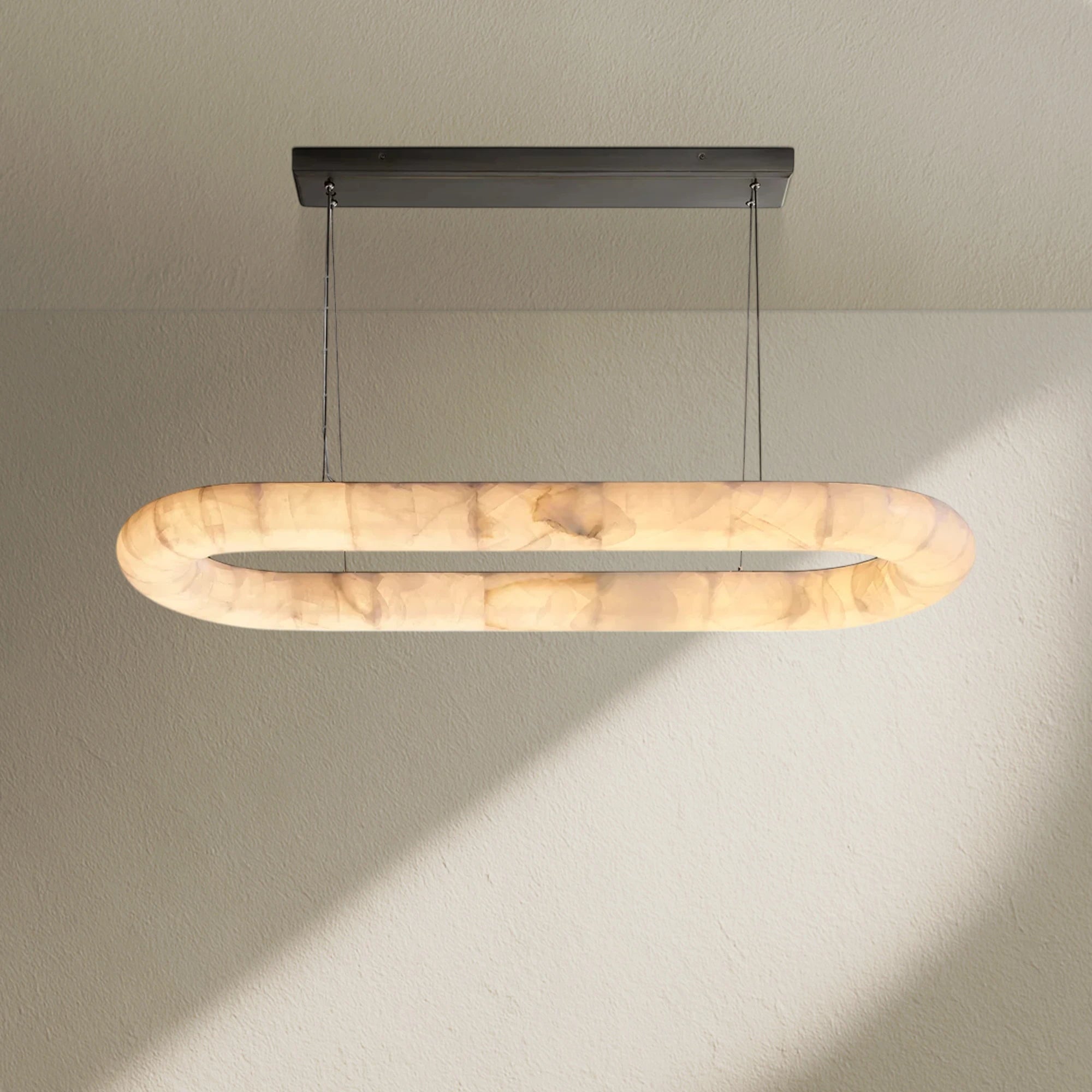 Rivfz Lisse Alabaster Oval Chandelier 57" 74"