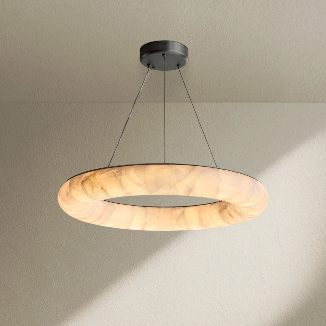 Rivfz Lisse Alabaster Round Chandelier 31" 41" 61"D