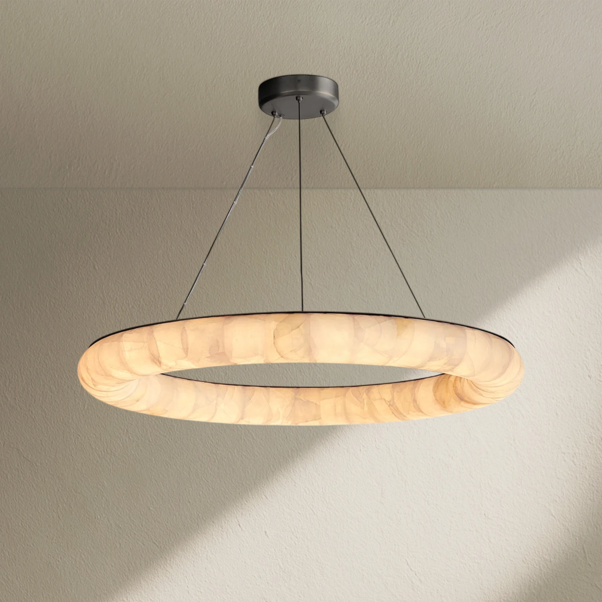 Rivfz Lisse Alabaster Round Chandelier 31" 41" 61"D
