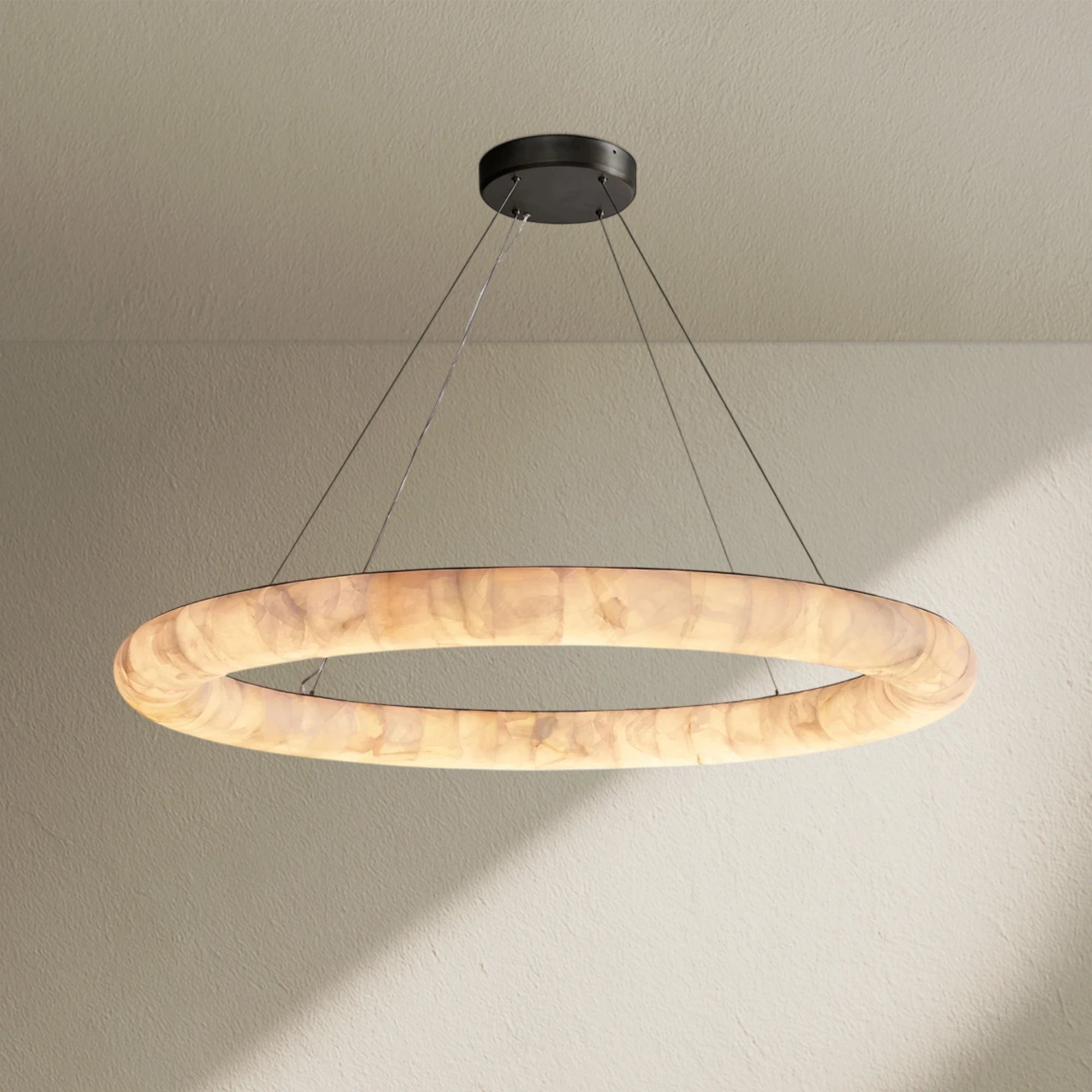 Rivfz Lisse Alabaster Round Chandelier 31" 41" 61"D