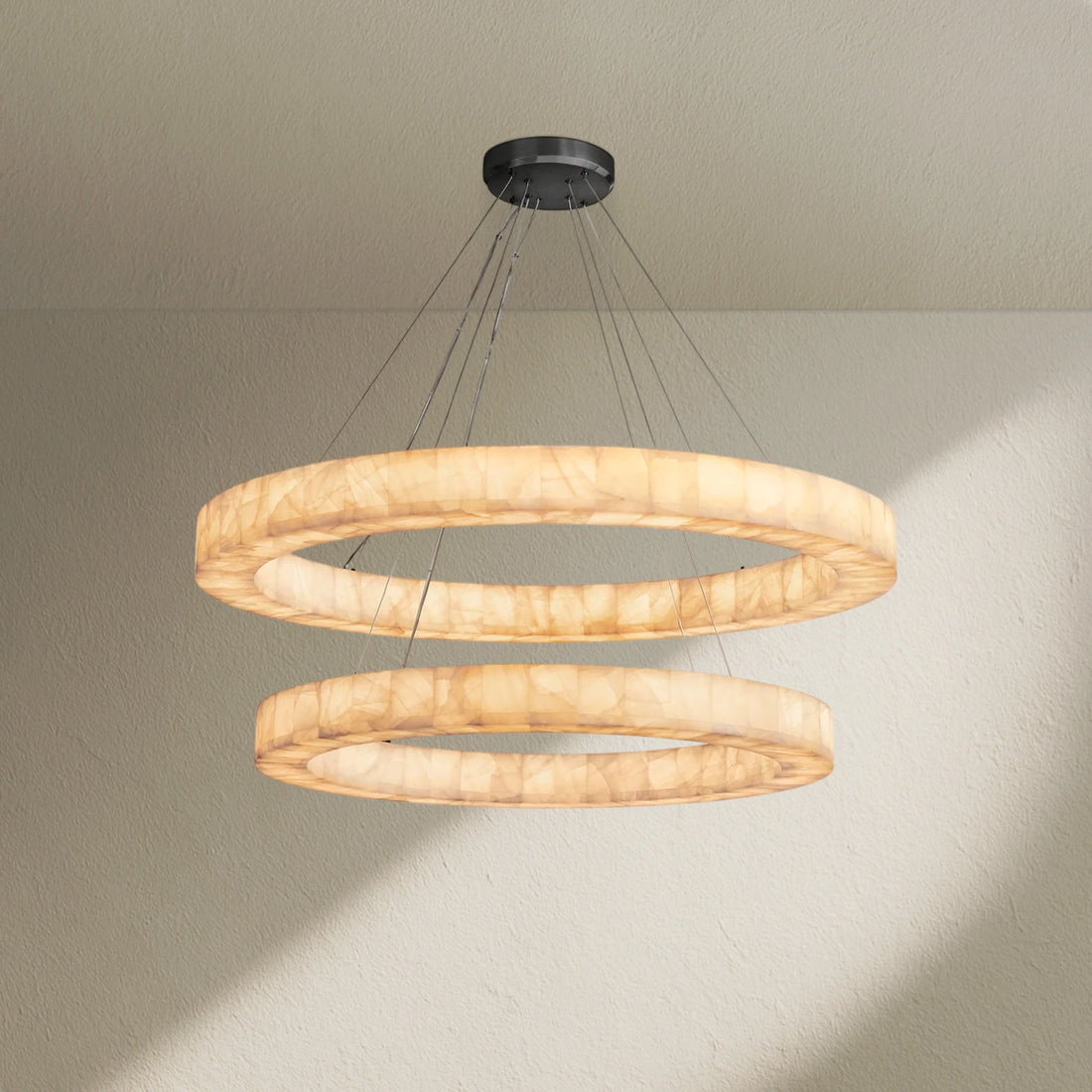 Rivfz 2-Tier Round Calcite Chandelier 60"