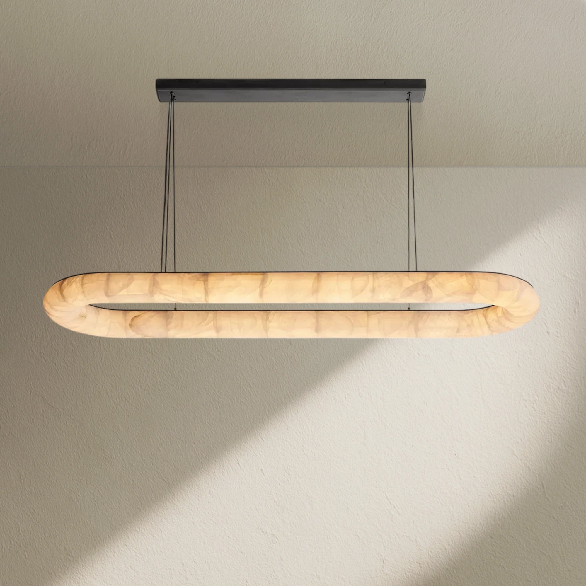 Rivfz Lisse Alabaster Oval Chandelier 57" 74"