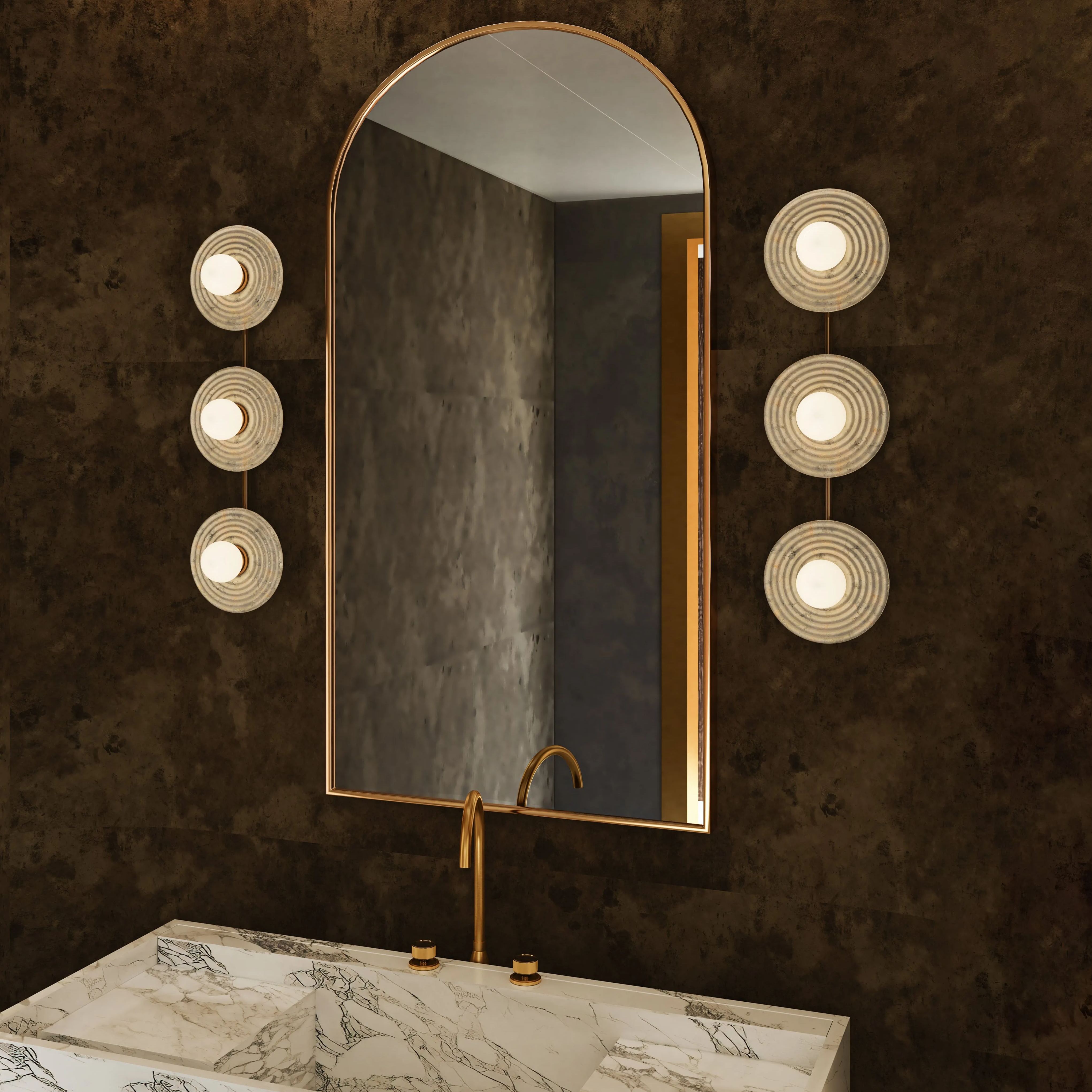 Dahlia Triple Alabaster Wall Sconce - Urban BronzeJoyfuzzy