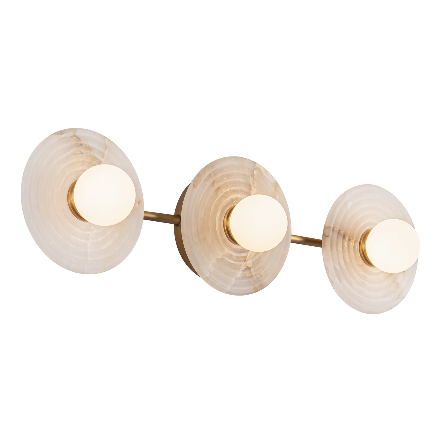 Dahlia Triple Alabaster Wall Sconce - Vintage BrassJoyfuzzy
