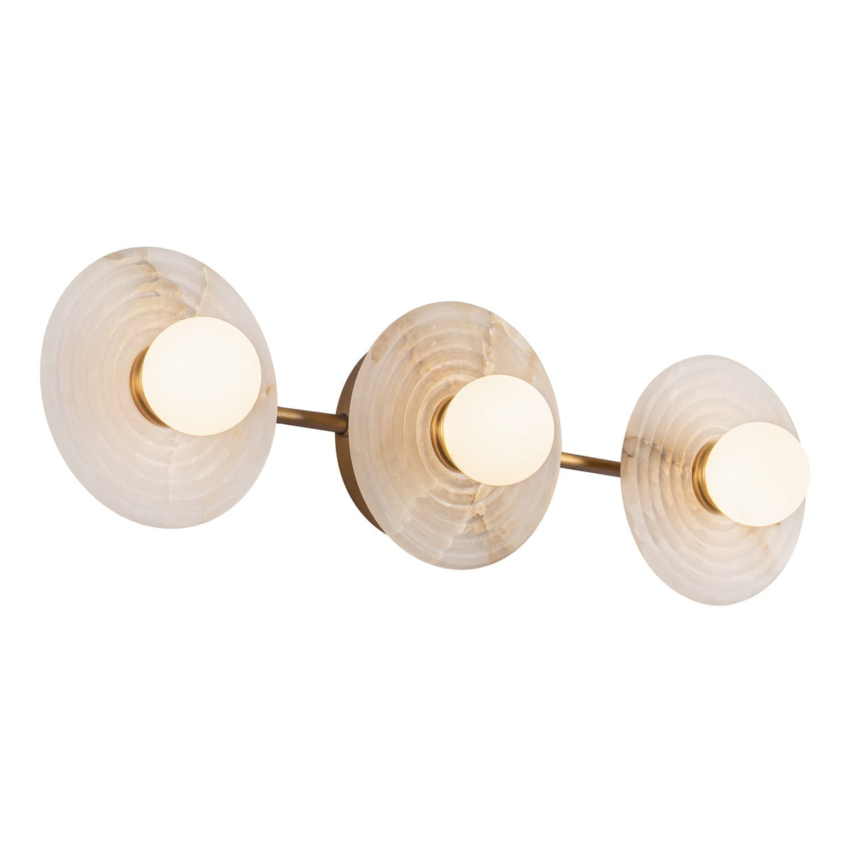 Dahlia Triple Alabaster Wall Sconce - Vintage BrassJoyfuzzy