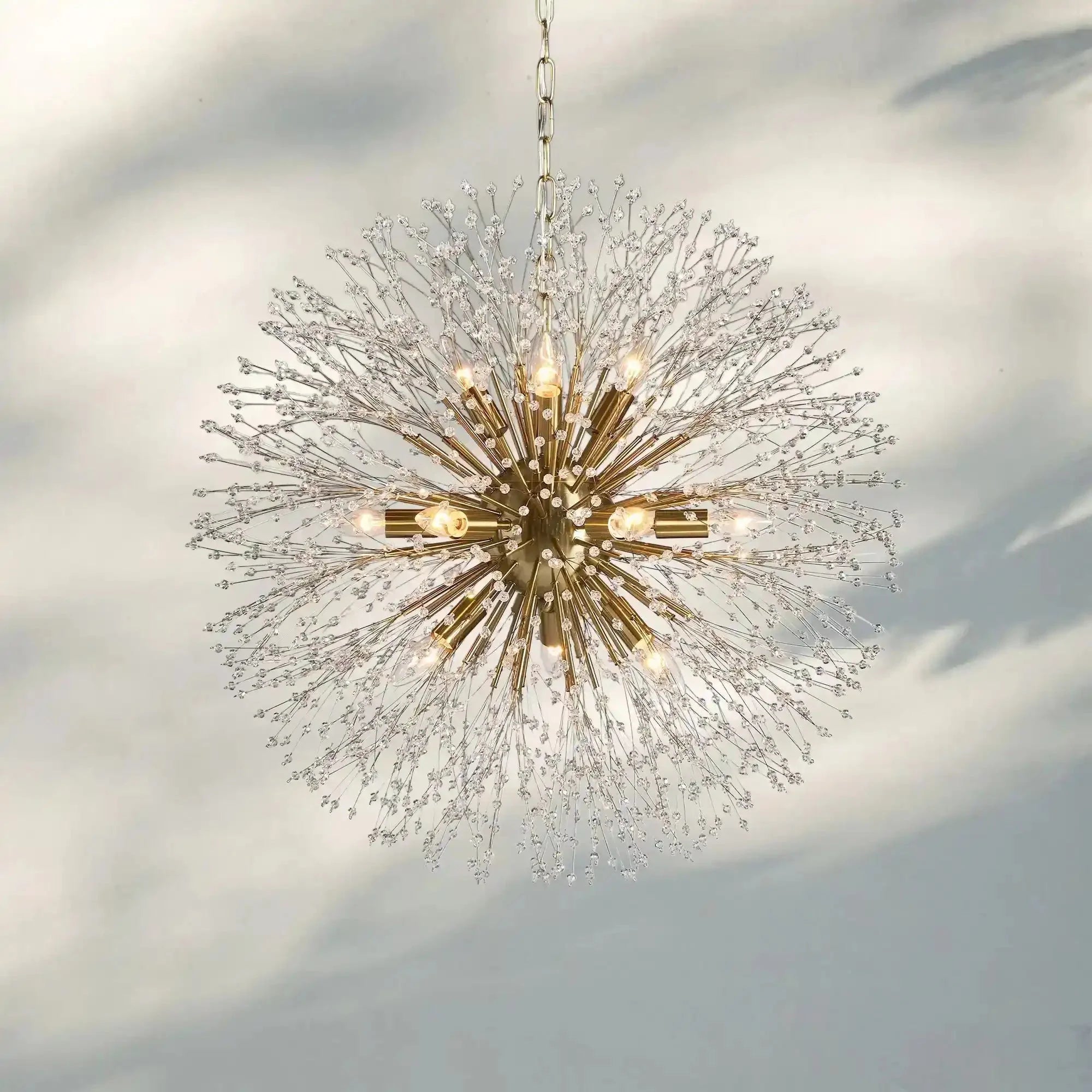Dandelion Round Chandelier 22''30''43'' - Brass43"Joyfuzzy